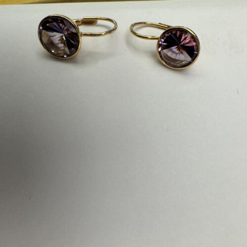 Ohrhänger Amethyst im Spiegelschliff Roségold 585