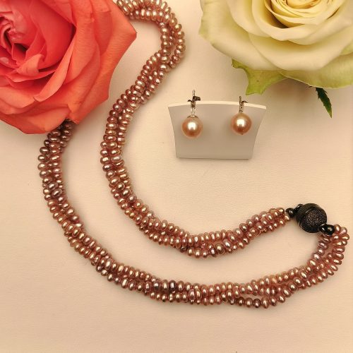 roséfarbenes Süßwasserperlcollier