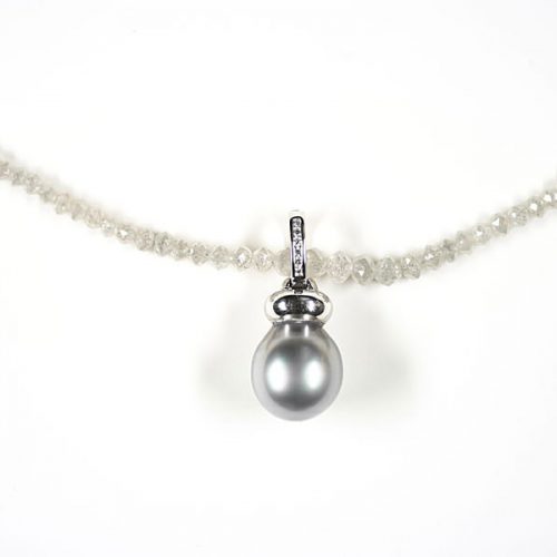 Tahitiperltropfen – Clip – Diamantcollier