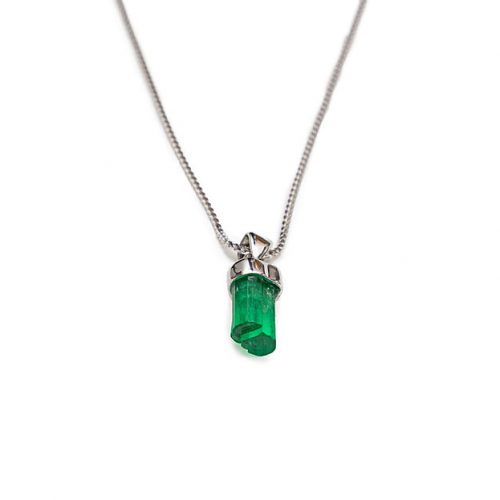 Smaragdkristall Anhänger Weißgold