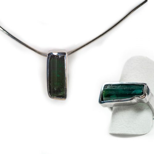 Turmalinkristall Anhänger & Ring
